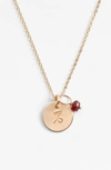 Nashelle 14k-gold Fill & Semiprecious Birthstone Zodiac Mini Disc Necklace In Capricorn