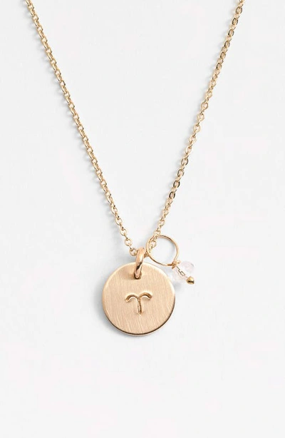 Nashelle 14k-gold Fill & Semiprecious Birthstone Zodiac Mini Disc Necklace In Aries