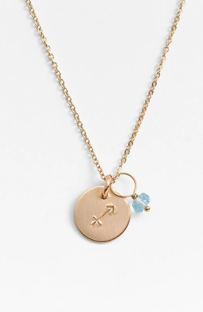 Nashelle 14k-gold Fill & Semiprecious Birthstone Zodiac Mini Disc Necklace In Sagittarius