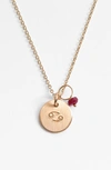 Nashelle 14k-gold Fill & Semiprecious Birthstone Zodiac Mini Disc Necklace In Cancer