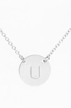 Nashelle Sterling Silver Initial Disc Necklace In Sterling Silver U