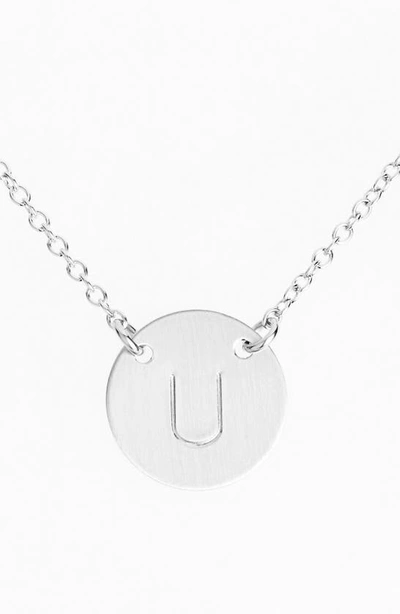 Nashelle Sterling Silver Initial Disc Necklace In Sterling Silver U