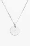 Nashelle Sterling Silver Initial Mini Disc Necklace In Sterling Silver S