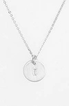 Nashelle Sterling Silver Initial Mini Disc Necklace In Sterling Silver T