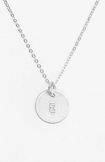Nashelle Sterling Silver Initial Mini Disc Necklace In Sterling Silver E