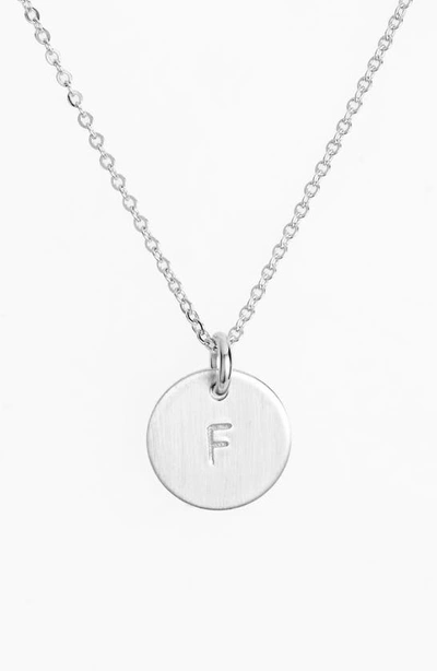 Nashelle Sterling Silver Initial Mini Disc Necklace In Sterling Silver F