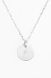 Nashelle Sterling Silver Initial Mini Disc Necklace In Sterling Silver P