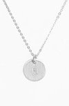Nashelle Sterling Silver Initial Mini Disc Necklace In Sterling Silver D