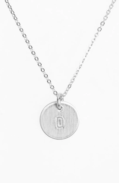 Nashelle Sterling Silver Initial Mini Disc Necklace In Sterling Silver D