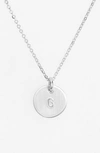 Nashelle Sterling Silver Initial Mini Disc Necklace In Sterling Silver G