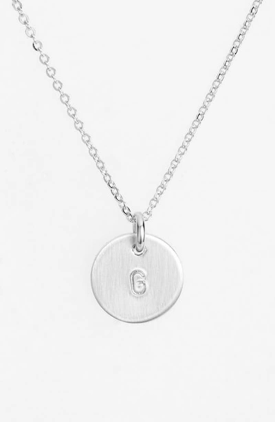 Nashelle Sterling Silver Initial Mini Disc Necklace In Sterling Silver G