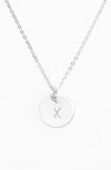 Nashelle Sterling Silver Initial Mini Disc Necklace In Sterling Silver X