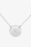 Nashelle Sterling Silver Initial Disc Necklace In Sterling Silver F