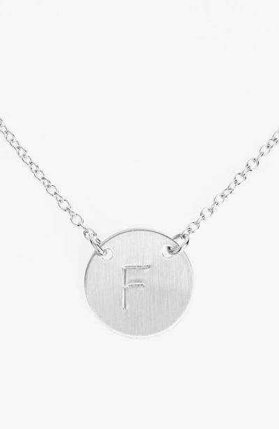 Nashelle Sterling Silver Initial Disc Necklace In Sterling Silver F