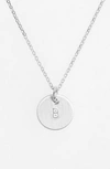 Nashelle Sterling Silver Initial Mini Disc Necklace In Sterling Silver B