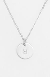 Nashelle Sterling Silver Initial Mini Disc Necklace In Sterling Silver H