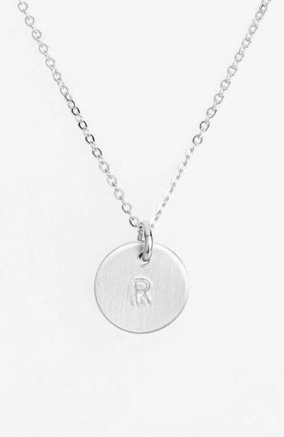 Nashelle Sterling Silver Initial Mini Disc Necklace In Sterling Silver R