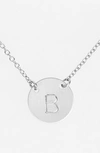 Nashelle Sterling Silver Initial Disc Necklace In Sterling Silver B