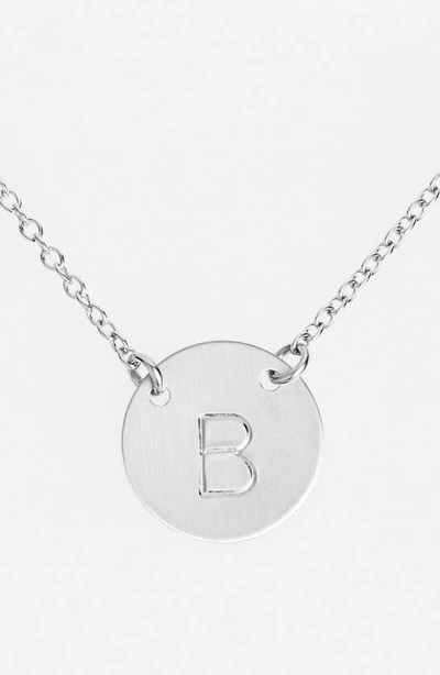 Nashelle Sterling Silver Initial Disc Necklace In Sterling Silver B
