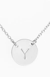 Nashelle Sterling Silver Initial Disc Necklace In Sterling Silver Y