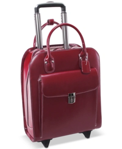 Mcklein Uptown Leather Wheeled Laptop Briefcase In Red