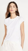 Nili Lotan Short Sleeve Baseball Tee In White In Mocha