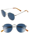 Brightside Charlie 50mm Mirrored Round Sunglasses In Silver/ Indigo Blue