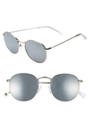 Brightside Charlie 50mm Mirrored Round Sunglasses In Silver/ Silver Mirror