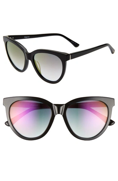 Brightside Beverly 55mm Cat Eye Sunglasses In Black/ Violet Gradient Mirror