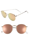 Brightside Charlie 50mm Mirrored Round Sunglasses In Japanese Gold/ Copper Mirror