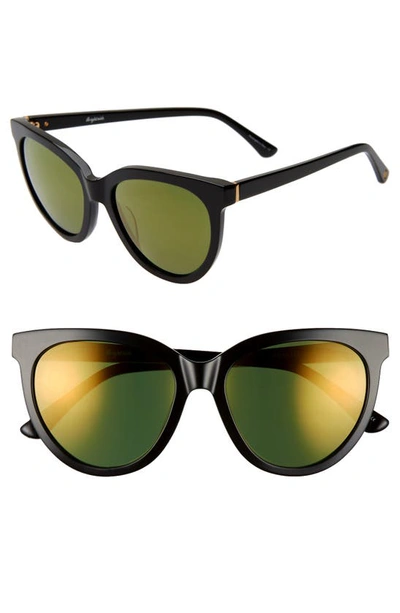 Brightside Beverly 55mm Cat Eye Sunglasses In Black/ Gold Mirror
