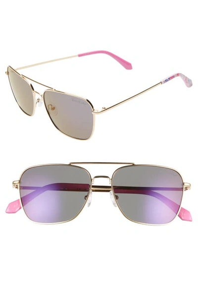 Lilly Pulitzerr Kate 55mm Aviator Sunglasses In Shiny Gold/ Lavendar