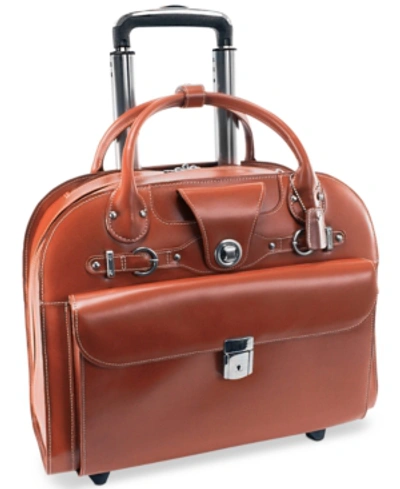 Mcklein Edgebrook Leather Wheeled Laptop Briefcase In Brown