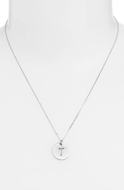 Nashelle Sterling Silver Initial Disc Necklace In Sterling Silver T