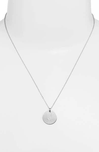 Nashelle Sterling Silver Initial Disc Necklace In Sterling Silver J