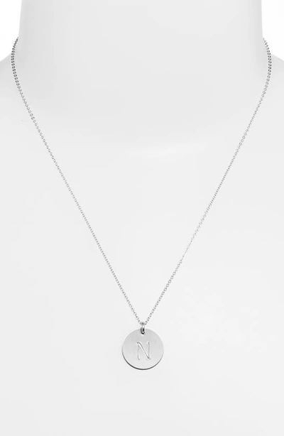 Nashelle Sterling Silver Initial Disc Necklace In Sterling Silver N