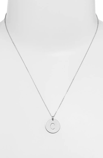 Nashelle Sterling Silver Initial Disc Necklace In Sterling Silver C