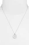 Nashelle Sterling Silver Initial Disc Necklace In Sterling Silver M