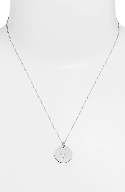 Nashelle Sterling Silver Initial Disc Necklace In Sterling Silver M