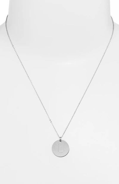 Nashelle Sterling Silver Initial Disc Necklace In Sterling Silver L