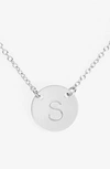 Nashelle Sterling Silver Initial Disc Necklace In Sterling Silver S