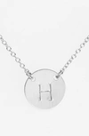Nashelle Sterling Silver Initial Disc Necklace In Sterling Silver H