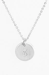 Nashelle Sterling Silver Initial Mini Disc Necklace In Sterling Silver Z