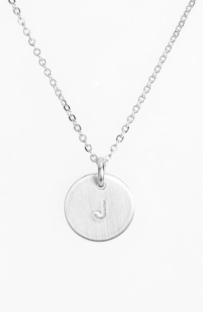 Nashelle Sterling Silver Initial Mini Disc Necklace In Sterling Silver J