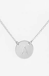 Nashelle Sterling Silver Initial Disc Necklace In Sterling Silver A