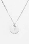 Nashelle Sterling Silver Initial Mini Disc Necklace In Sterling Silver W