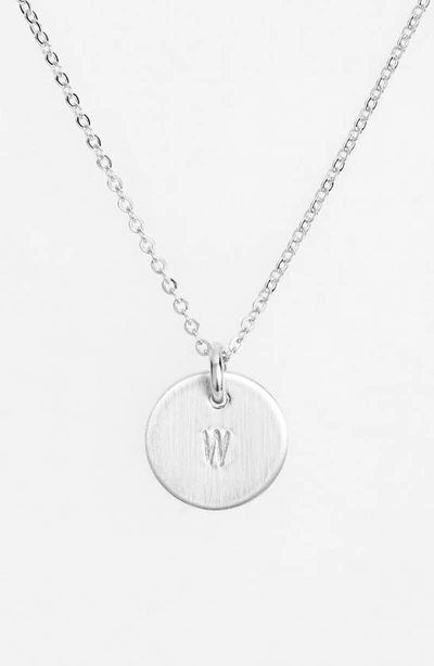 Nashelle Sterling Silver Initial Mini Disc Necklace In Sterling Silver W