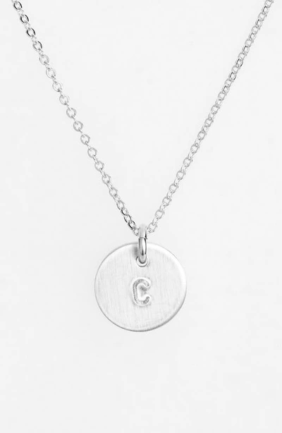 Nashelle Sterling Silver Initial Mini Disc Necklace In Sterling Silver C