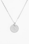 Nashelle Sterling Silver Initial Mini Disc Necklace In Sterling Silver O