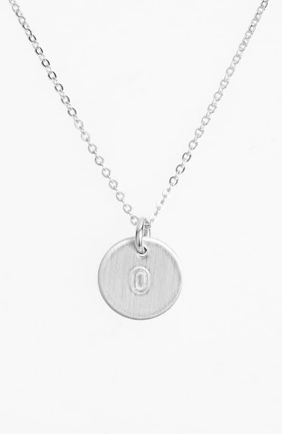 Nashelle Sterling Silver Initial Mini Disc Necklace In Sterling Silver O